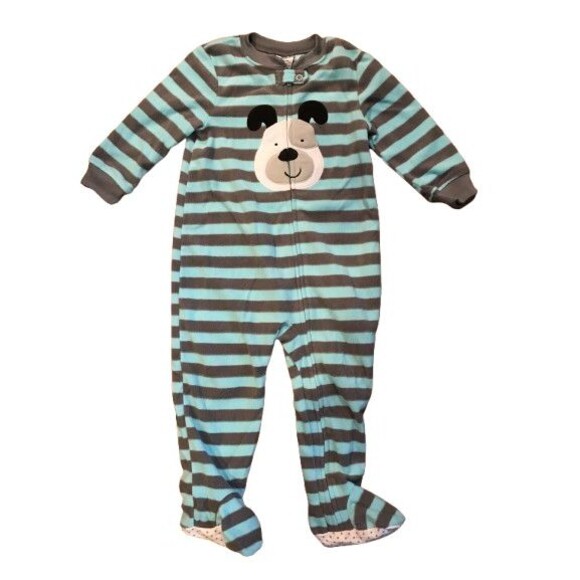 Boy's 2T Fleece Footie Pajamas One-Piece Members Mark Long Sleeve Zip-up - Picture 1 of 2